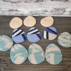 Lot of 11 PENDLETON WOOL Hand Cut & Stitched Easter Egg Gift Pouches Blues Pink